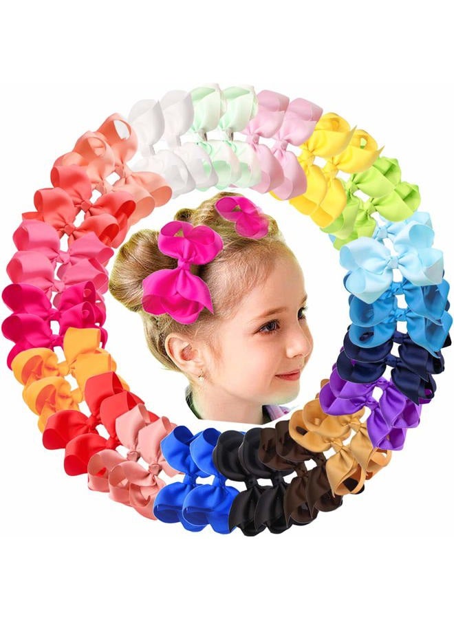 JOYOYO 40 قطعة من دبابيس الشعر على شكل bows بطول 4.5 بوصة، مشابك تمساح، دبابيس شعر من شريط جروجرين للفتيات، إكسسوارات شعر للأطفال الصغار والمراهقين (4.5 بوصة، 20 لون في أزواج) - Image 1