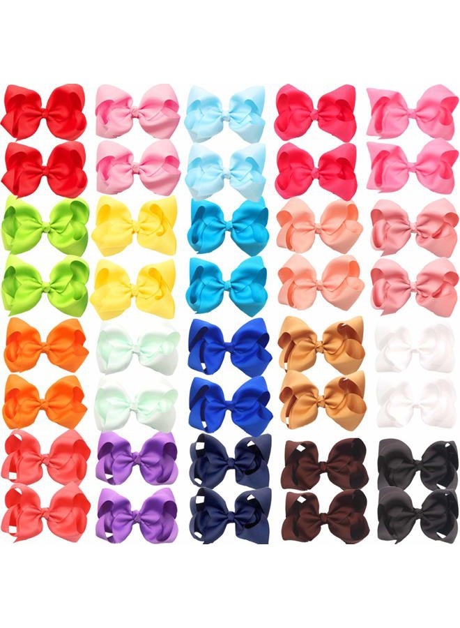 JOYOYO 40 قطعة من دبابيس الشعر على شكل bows بطول 4.5 بوصة، مشابك تمساح، دبابيس شعر من شريط جروجرين للفتيات، إكسسوارات شعر للأطفال الصغار والمراهقين (4.5 بوصة، 20 لون في أزواج) - Image 5