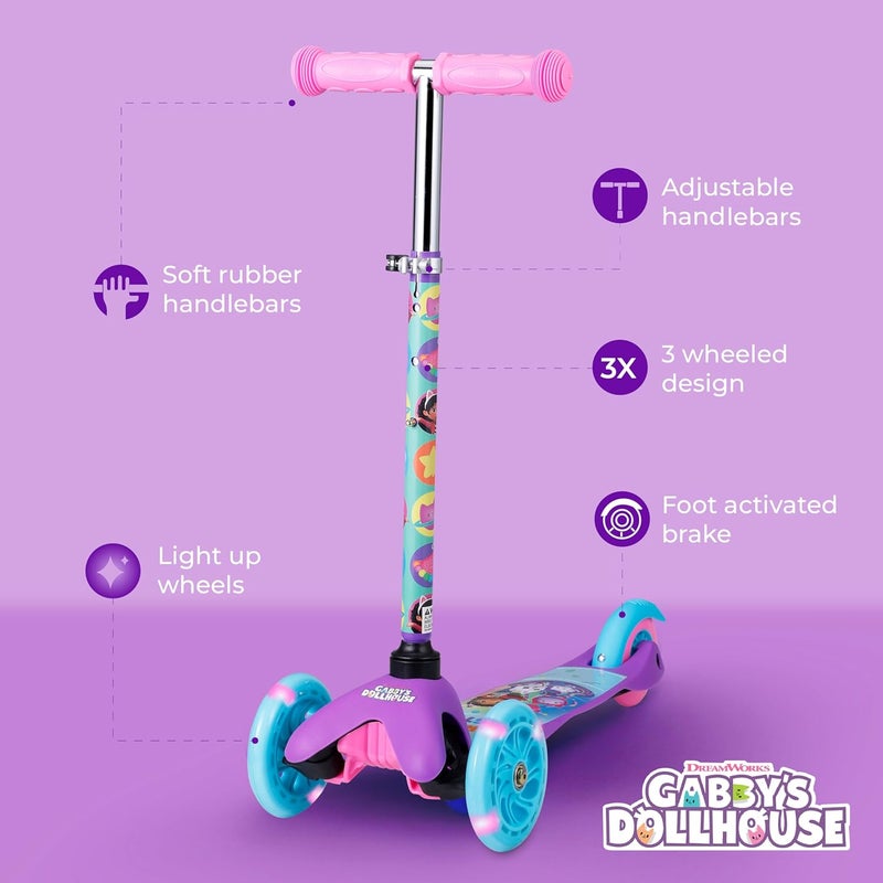 VOYAGER Self Balancing Kick Scooter with Light Up Wheels, Extra Wide Deck, 3 Wheel Platform, Foot Activated Brake, 75 lbs Limit, Kids & Toddlers Girls or Boys, for Ages 3 and Up - Image 2