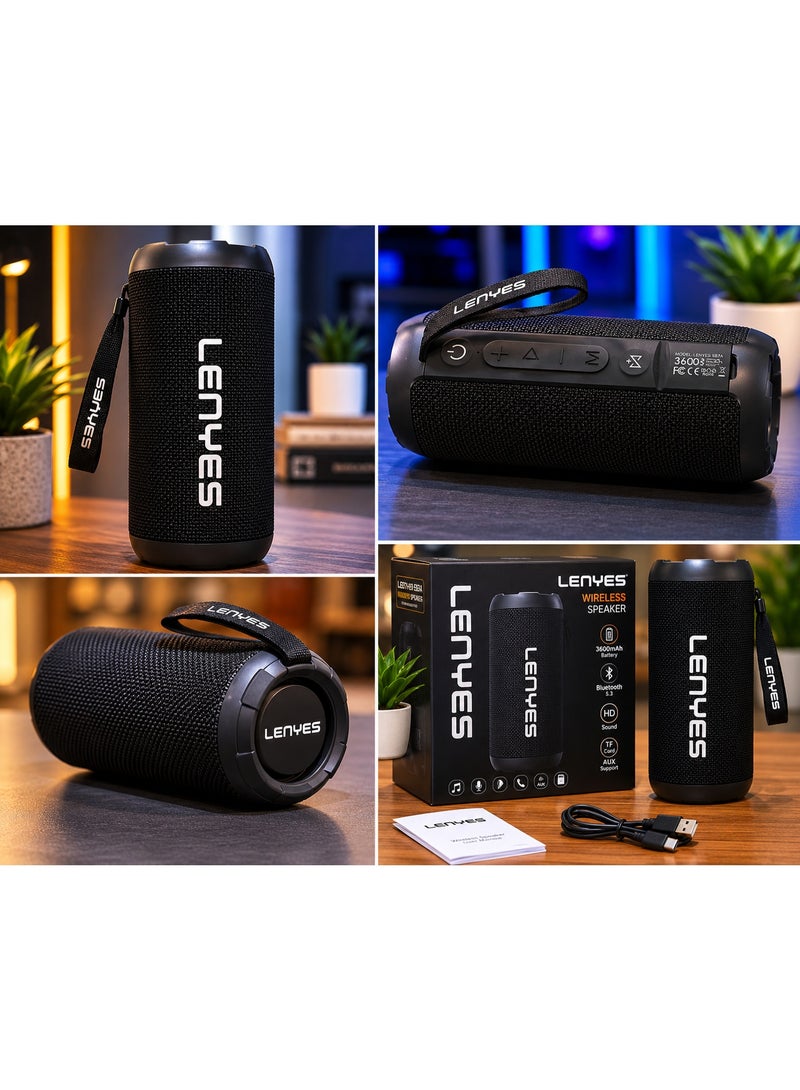 Lenyes S871 Portable Wireless Bluetooth Speaker with 3600mAh Battery, TWS, Deep Bass & Waterproof Design Black - Image 4