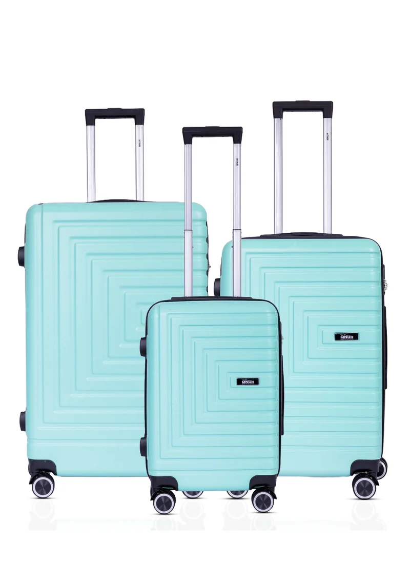 MNUK Pilgrimage Set of 3 Travelling Luggage | Hardside Soft Handle Trolley with TSA Lock |Double 360° 4 Wheeler| Cabin-20 Inch, Medium- 24 Inch, Large-28 Inch| Mint