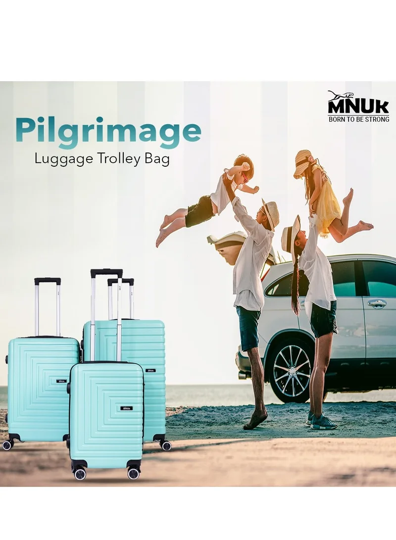 MNUK Pilgrimage Set of 3 Travelling Luggage | Hardside Soft Handle Trolley with TSA Lock |Double 360° 4 Wheeler| Cabin-20 Inch, Medium- 24 Inch, Large-28 Inch| Mint