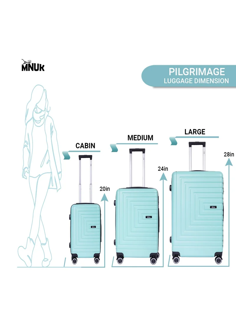 MNUK Pilgrimage Set of 3 Travelling Luggage | Hardside Soft Handle Trolley with TSA Lock |Double 360° 4 Wheeler| Cabin-20 Inch, Medium- 24 Inch, Large-28 Inch| Mint