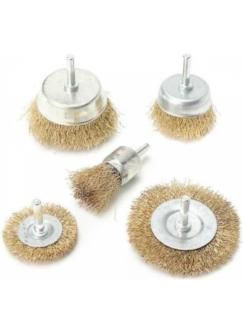 LEO 5 Piece Yellow Wire Brush Set with Pins  - Image 1