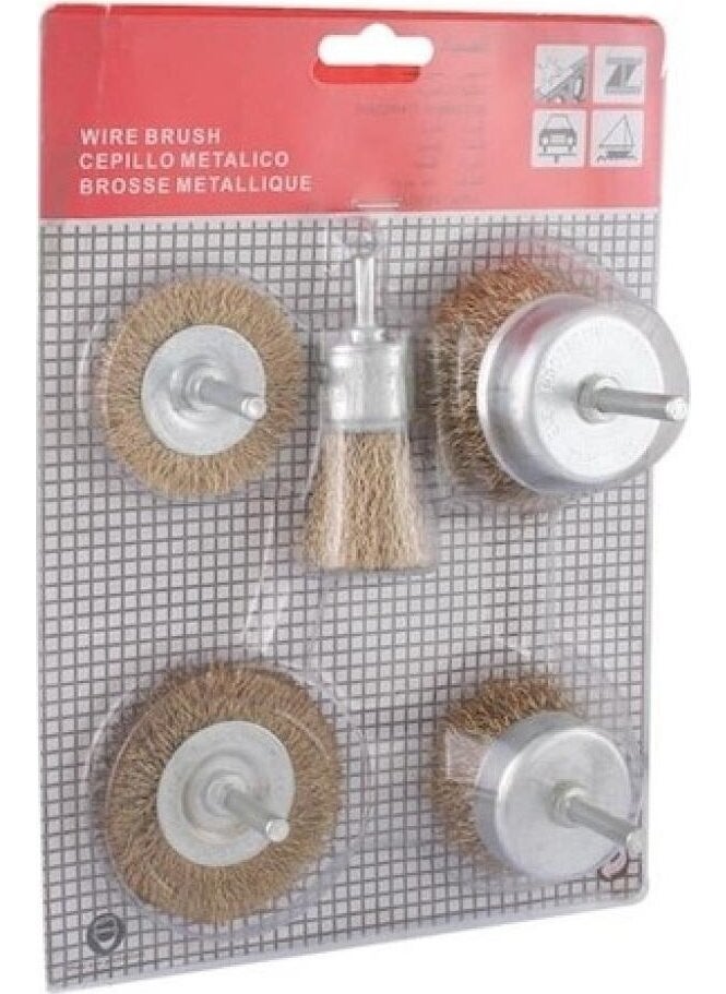 LEO 5 Piece Yellow Wire Brush Set with Pins  - Image 2