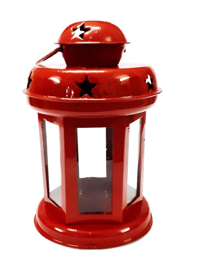 AFTERSTITCH Tea Light Decorative Lantern Lamp with T-Light Candle Wall Hanging Light T-Light Candle Holder Indoor Outdoor Home Balcony Garden Decoration Metal Table Decor Size (15 Cm x 9 Cm) Set of 1 - Image 3