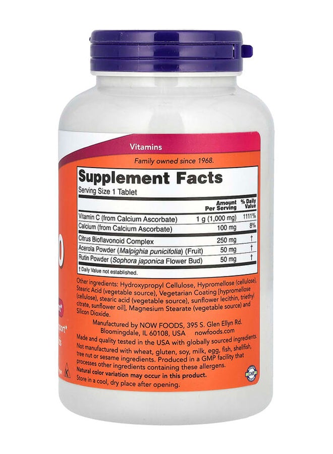 Now Foods Buffered C-1000 Complex With 250mg Of Bioflavonoids - 180 Tablets - Image 2