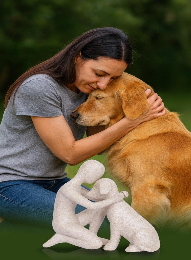 Dawbun Dog Sculpture Home Decor Man and Dog Statue Pet Memorial Gift for Pet Loss Emotional Friendship Figurine for Dog Lover Resin Animal Decor Ornament Memory Gift for Pet Lovers - Image 4