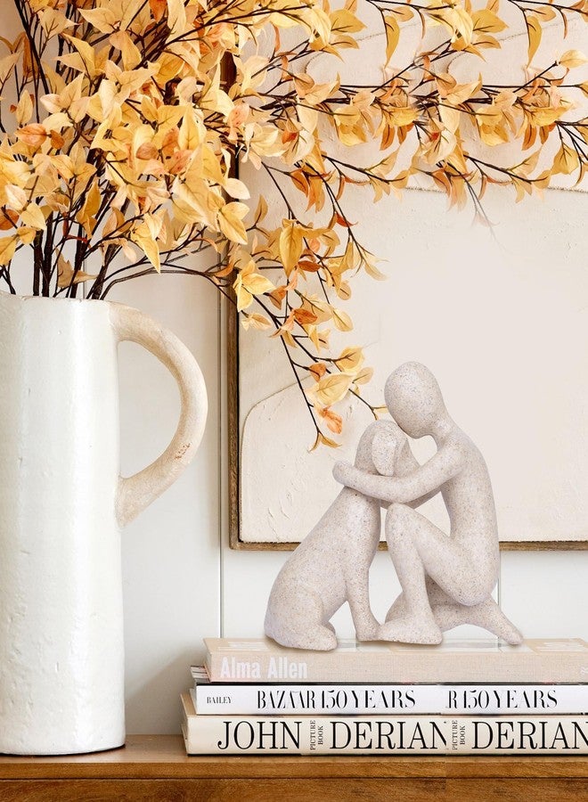 Dawbun Dog Sculpture Home Decor Man and Dog Statue Pet Memorial Gift for Pet Loss Emotional Friendship Figurine for Dog Lover Resin Animal Decor Ornament Memory Gift for Pet Lovers - Image 3