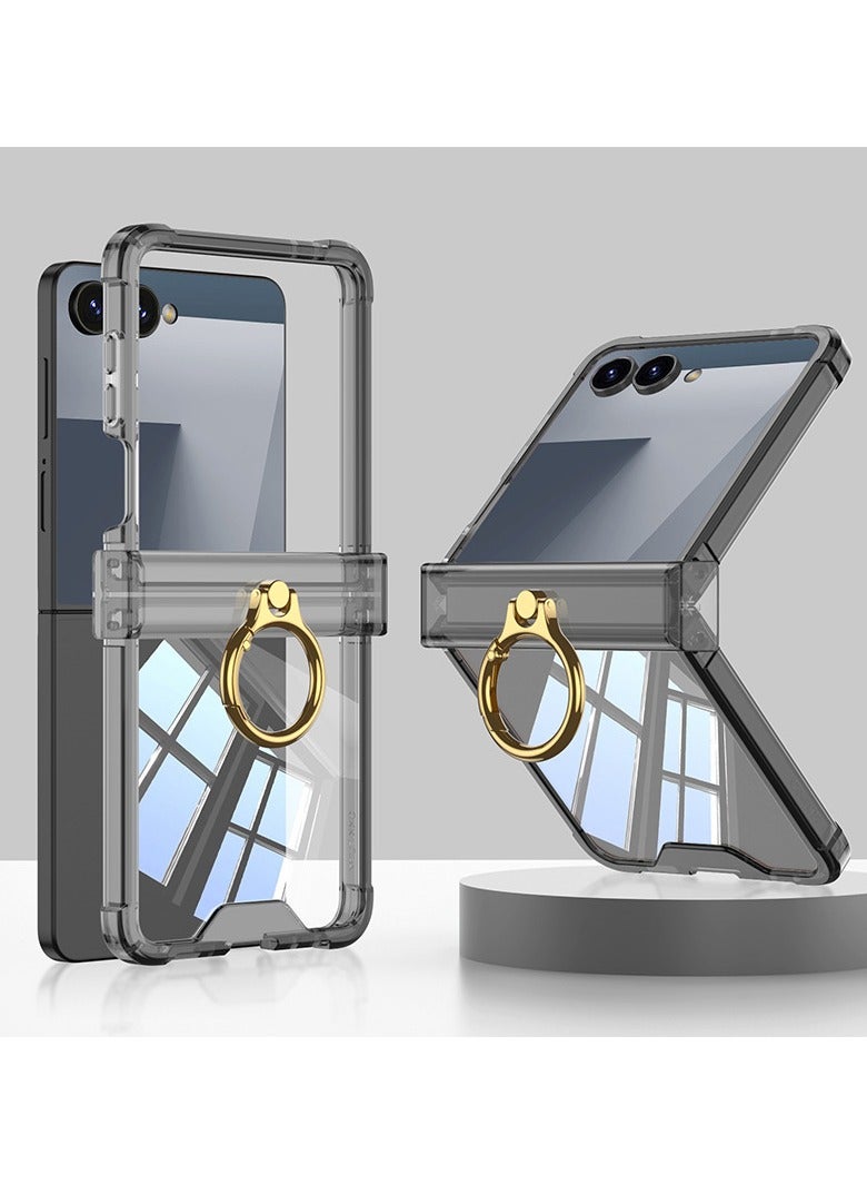 عام غطاء شفاف لسامسونج جالكسي Z فليب 7 - مزود بسحاب واقي وحلقة حمل، تصميم رفيع بلوري مقاوم للخدوش.