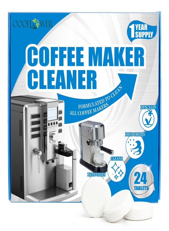 OOOFLOWER 24-Pack Coffee Machine Cleaner Descaler Tablets, Descaling & Deep Cleaning Tabs for Coffee Pot & Coffe Machine, Effective Limescale Remover for Home, Office Use - Image 1