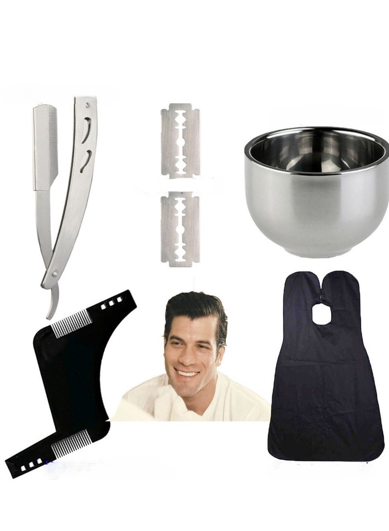 16-Piece Men's Beard Grooming and Haircut Kit, Shaping Comb & Brush Set, Barber Cape and Hair Dye Apron for Haircare and Styling - Image 3