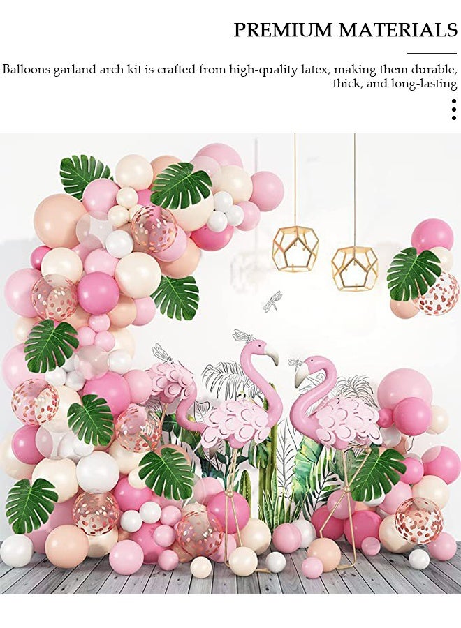 DUNISO 132 قطعة من بالونات DIY إكليل هاواي الصيفي للحفلات الاستوائية فلامنغو ديكور الحفلات أوراق النخيل الوردي الساخن الكروم الأخضر بالونات إكليل مثالية لحفلات استقبال المولود الجديد وحفلات الزفاف وحفلات أعياد الميلاد - Image 3
