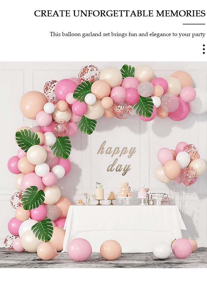DUNISO 132 قطعة من بالونات DIY إكليل هاواي الصيفي للحفلات الاستوائية فلامنغو ديكور الحفلات أوراق النخيل الوردي الساخن الكروم الأخضر بالونات إكليل مثالية لحفلات استقبال المولود الجديد وحفلات الزفاف وحفلات أعياد الميلاد - Image 4