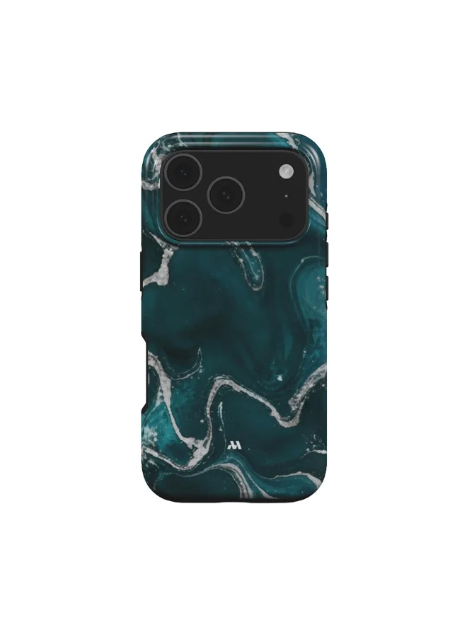 Mobcos Mobcos iPhone 17 Pro Max Teal Marble Premium Case Compatible with Hybrid Dual-Layer Hard Shell + Silicone Protection - Scratch-Resistant Shockproof Mobile Cover