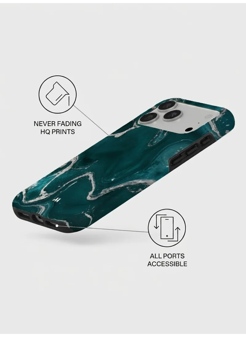 Mobcos Mobcos iPhone 17 Pro Max Teal Marble Mobcos iPhone 17 Pro Max Teal Marble Premium Case Compatible with Hybrid Dual-Layer Hard Shell + Silicone Protection - Scratch-Resistant Shockproof Mobile Cover  | Best Price UAE