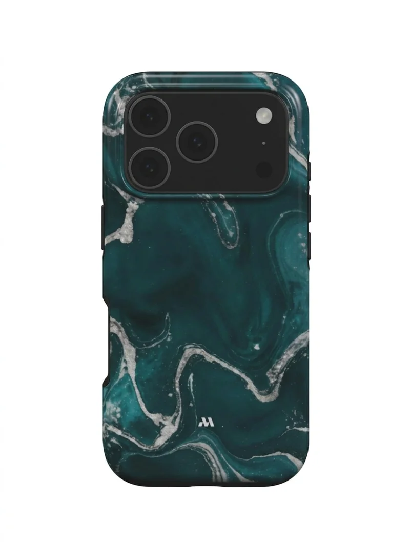 Mobcos Mobcos iPhone 17 Pro Max Teal Marble Premium Case Compatible with Hybrid Dual-Layer Hard Shell + Silicone Protection - Scratch-Resistant Shockproof Mobile Cover