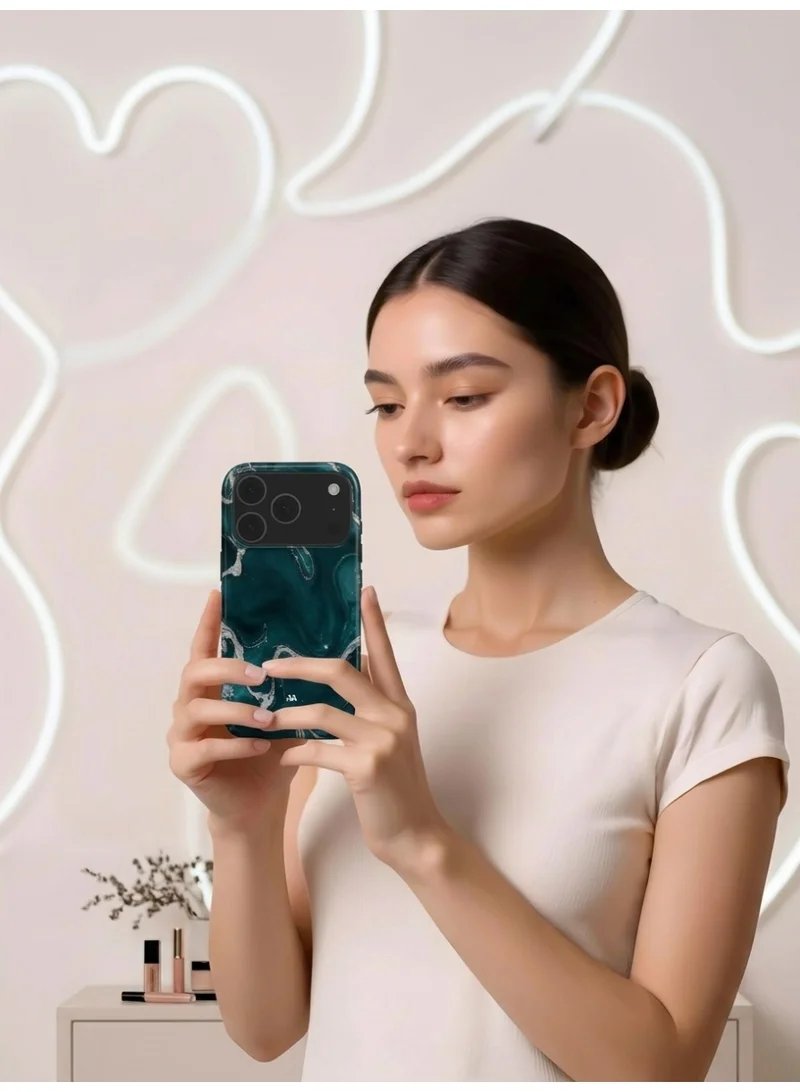 Mobcos Mobcos iPhone 17 Pro Max Teal Marble Mobcos iPhone 17 Pro Max Teal Marble Premium Case Compatible with Hybrid Dual-Layer Hard Shell + Silicone Protection - Scratch-Resistant Shockproof Mobile Cover  | Best Price UAE