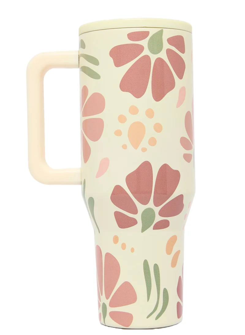 Prickly Pear Stainless Steel Water Bottle 40 Oz Hydrator Abstract Floral
