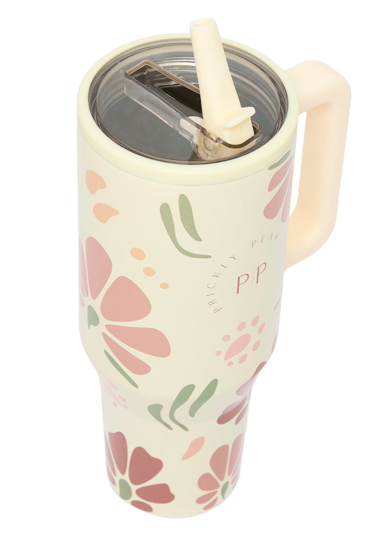 Prickly Pear Stainless Steel Water Bottle 40 Oz Hydrator Abstract Floral  - Image 3