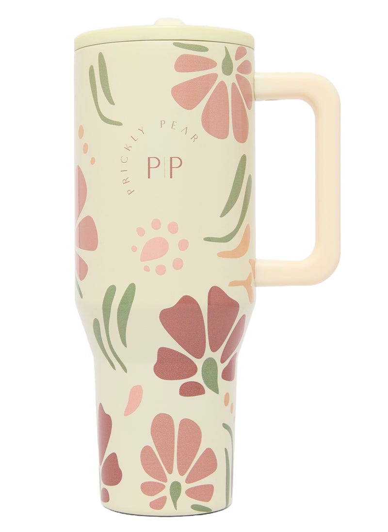 Prickly Pear Stainless Steel Water Bottle 40 Oz Hydrator Abstract Floral  - Image 2