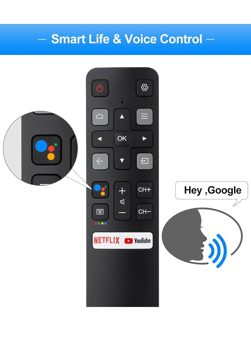 Fanski - Voice Replacement for TCL-Android-TV-Remote,New Upgraded RC802V for TCL Smart TVs with Google Voice Function,with Netflix,YouTube Buttons - Image 1