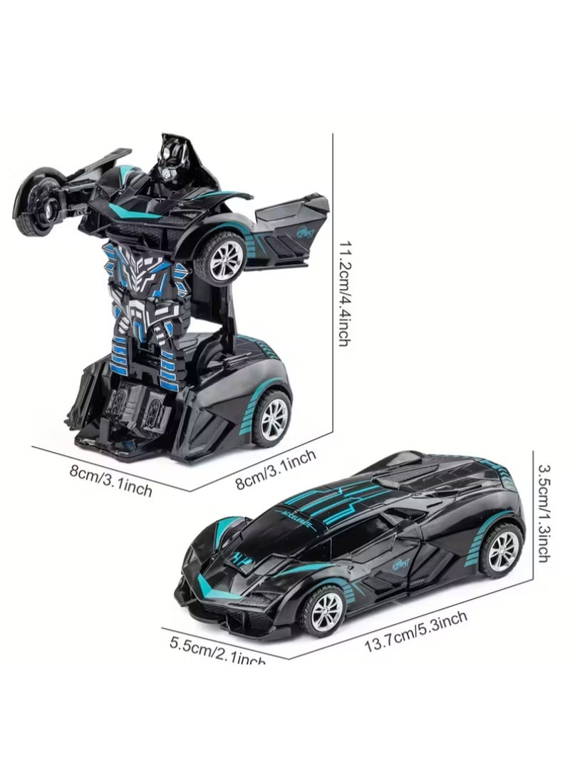 2-in-1 Transforming Robot Car Toy, Impact Transformation, Durable Plastic, Black/Blue - Image 3