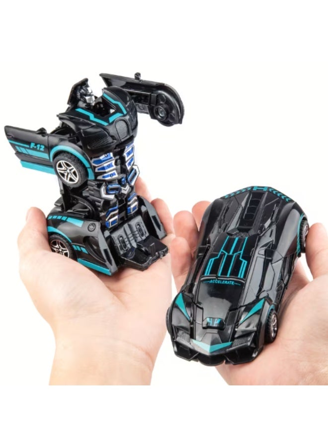 2-in-1 Transforming Robot Car Toy, Impact Transformation, Durable Plastic, Black/Blue - Image 4