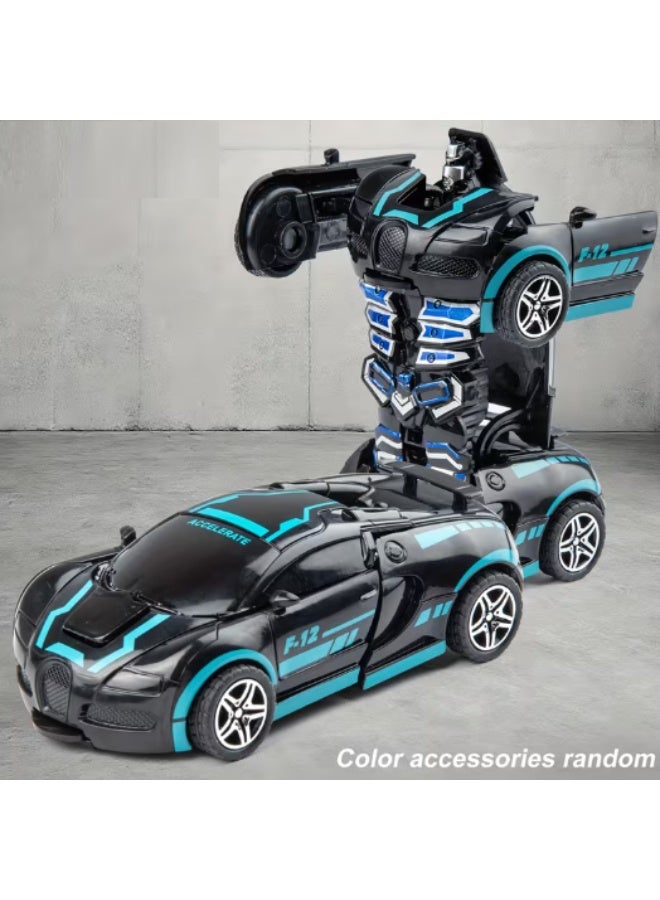 2-in-1 Transforming Robot Car Toy, Impact Transformation, Durable Plastic, Black/Blue - Image 5