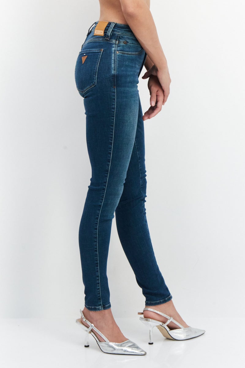 GUESS Women Skinny Fit Washed Denim Jeans, Blue - Image 4