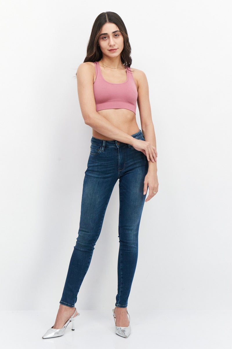 GUESS Women Skinny Fit Washed Denim Jeans, Blue - Image 2