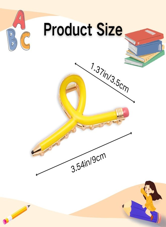 AIUPUOC Pencil Hair Clips for Women Back to School Yellow Pencil Hair Claw Clips Spring Teacher Barrettes Accessories for Styling - Image 2