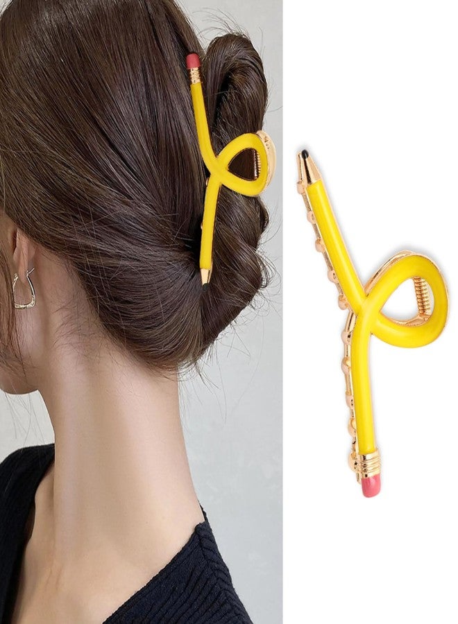 AIUPUOC Pencil Hair Clips for Women Back to School Yellow Pencil Hair Claw Clips Spring Teacher Barrettes Accessories for Styling - Image 1
