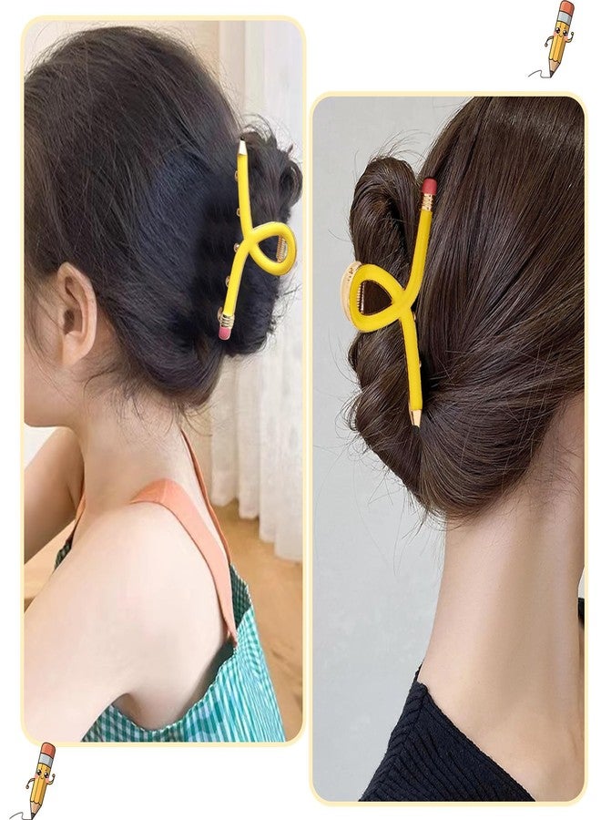 AIUPUOC Pencil Hair Clips for Women Back to School Yellow Pencil Hair Claw Clips Spring Teacher Barrettes Accessories for Styling - Image 4