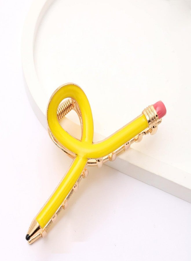 AIUPUOC Pencil Hair Clips for Women Back to School Yellow Pencil Hair Claw Clips Spring Teacher Barrettes Accessories for Styling - Image 5