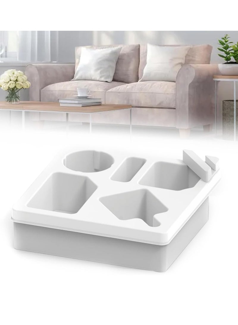 general Splash-proof sofa tray with rotating phone slot, soft silicone sofa storage for snacks, beverages, and remote control (white)） - Image 2
