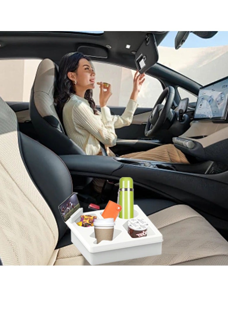 general Splash-proof sofa tray with rotating phone slot, soft silicone sofa storage for snacks, beverages, and remote control (white)） - Image 3