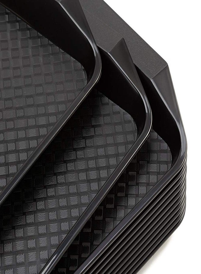 Eslite Plastic Fast Food Serving Tray,16.95 by 11.82-Inch,Set of 12 (Black) - Image 3