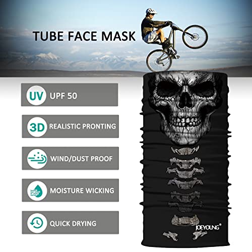 JOEYOUNG Skull Face Mask UV Sun Dust Neck Gaiter Bandana Headwear Motorcycle - Image 3