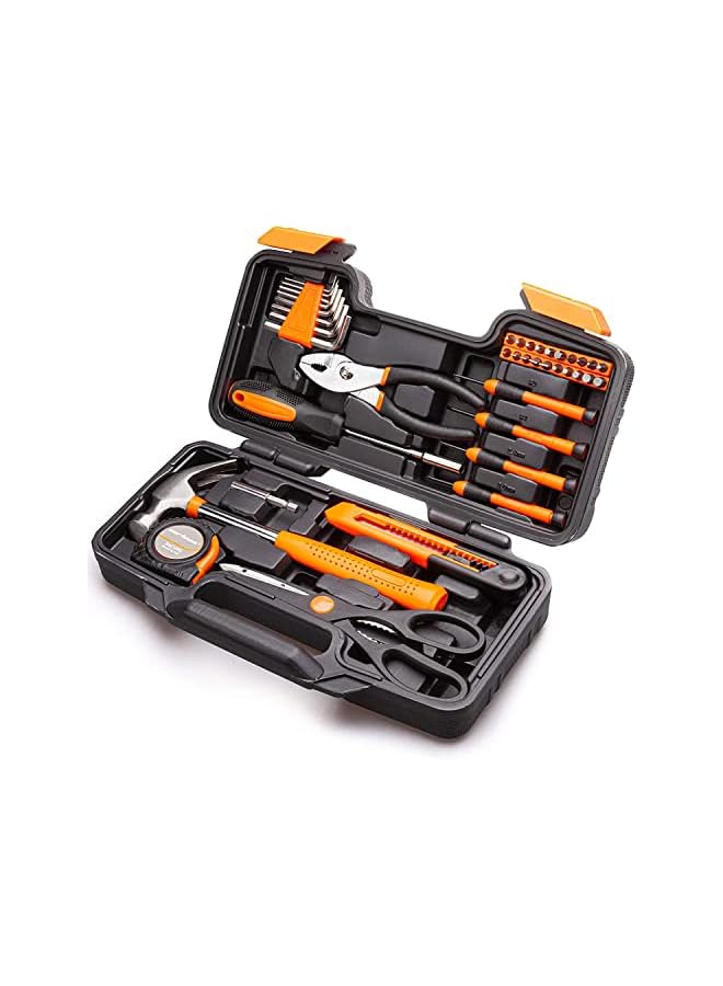 IAF Orange 39-Piece Tool Set - General Household Hand Tool Kit with Plastic Toolbox Storage Case - Image 2