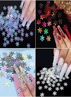 EBANKU 4 Boxes Christmas Snowflake Nail Sequins Glitter Holographic Laser Snowflakes Flake Nail Glitter Confetti Tree Sparkly Nail Sequin For Acrylic Nail Craft Decoration  - Image 4