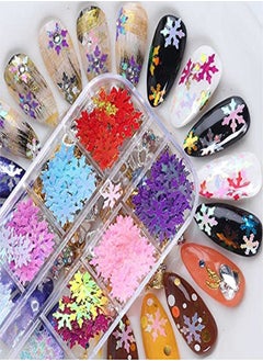 EBANKU 4 Boxes Christmas Snowflake Nail Sequins Glitter Holographic Laser Snowflakes Flake Nail Glitter Confetti Tree Sparkly Nail Sequin For Acrylic Nail Craft Decoration  - Image 2