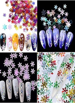 EBANKU 4 Boxes Christmas Snowflake Nail Sequins Glitter Holographic Laser Snowflakes Flake Nail Glitter Confetti Tree Sparkly Nail Sequin For Acrylic Nail Craft Decoration  - Image 5