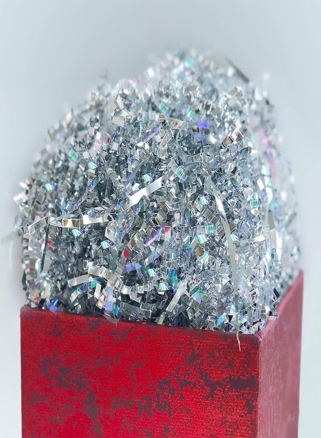 PAPER FAIR Metallic Iridescent Silver Crinkle Cut Paper Shredded Filler, 5OZ Sparkle Crystal Unicorn Silver Paper Shreds Raffia Tissue, Craft Bedding Cushion, For Christmas Gifts Wedding Birthday - Image 5