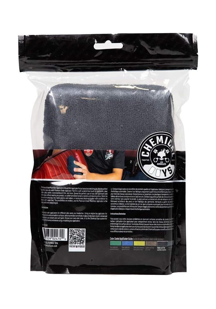 Chemical Guys Workhorse Premium Microfiber Applicator - Black (2 Pack) - Image 3