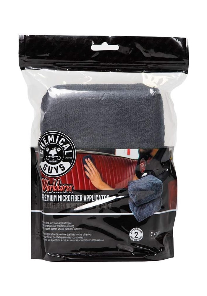 Chemical Guys Workhorse Premium Microfiber Applicator - Black (2 Pack) - Image 2