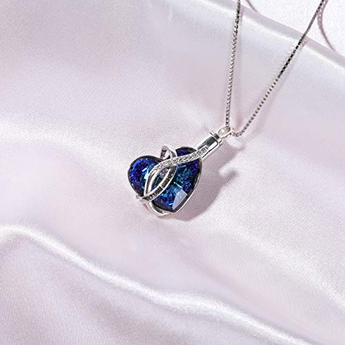 AOBOCO Heart URN Necklace for Women Engraved I love you Sterling Silver Cremation Necklace for Ashes Embellished with Crystals from Austria, Fine Keepsake Memorial Cremation Jewelry for Ashes - Image 4