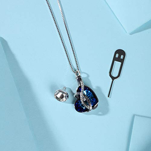 AOBOCO Heart URN Necklace for Women Engraved I love you Sterling Silver Cremation Necklace for Ashes Embellished with Crystals from Austria, Fine Keepsake Memorial Cremation Jewelry for Ashes - Image 5