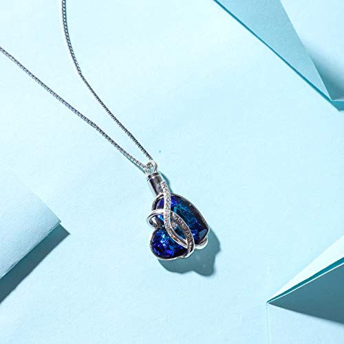 AOBOCO Heart URN Necklace for Women Engraved I love you Sterling Silver Cremation Necklace for Ashes Embellished with Crystals from Austria, Fine Keepsake Memorial Cremation Jewelry for Ashes - Image 3