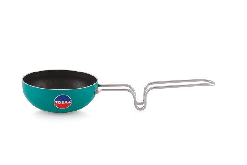 TOSAA Non Stick Tadka Pan, 11cm, | Vaghar Pan | Chounk Pan | Baghar Pan for Frying Dal/Spices | Flame Safe | Gas Stove Safe | Stainless Steel Wired Handle | Scratch Resistant, Amber - Image 2